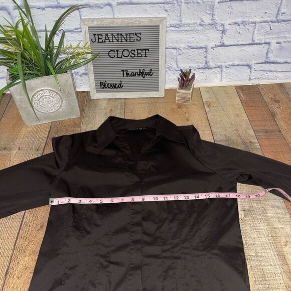 Lafayette 148 NY Button Down black stretch Dress Shirt 10 - Picture 11 of 12